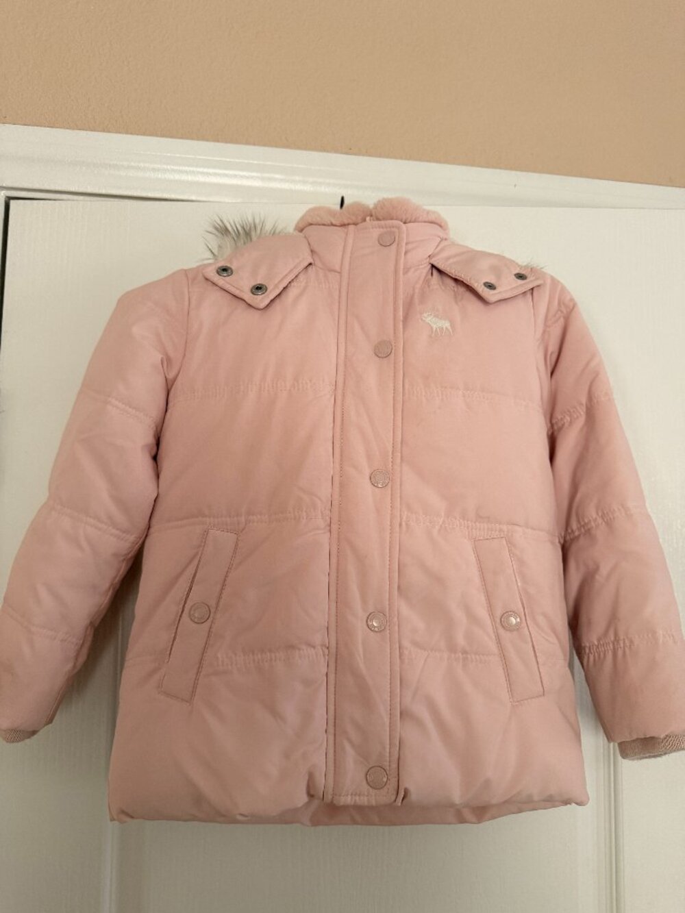 Abercrombie Kids Light Pink Winter Puffer Jacket - Size 5/6